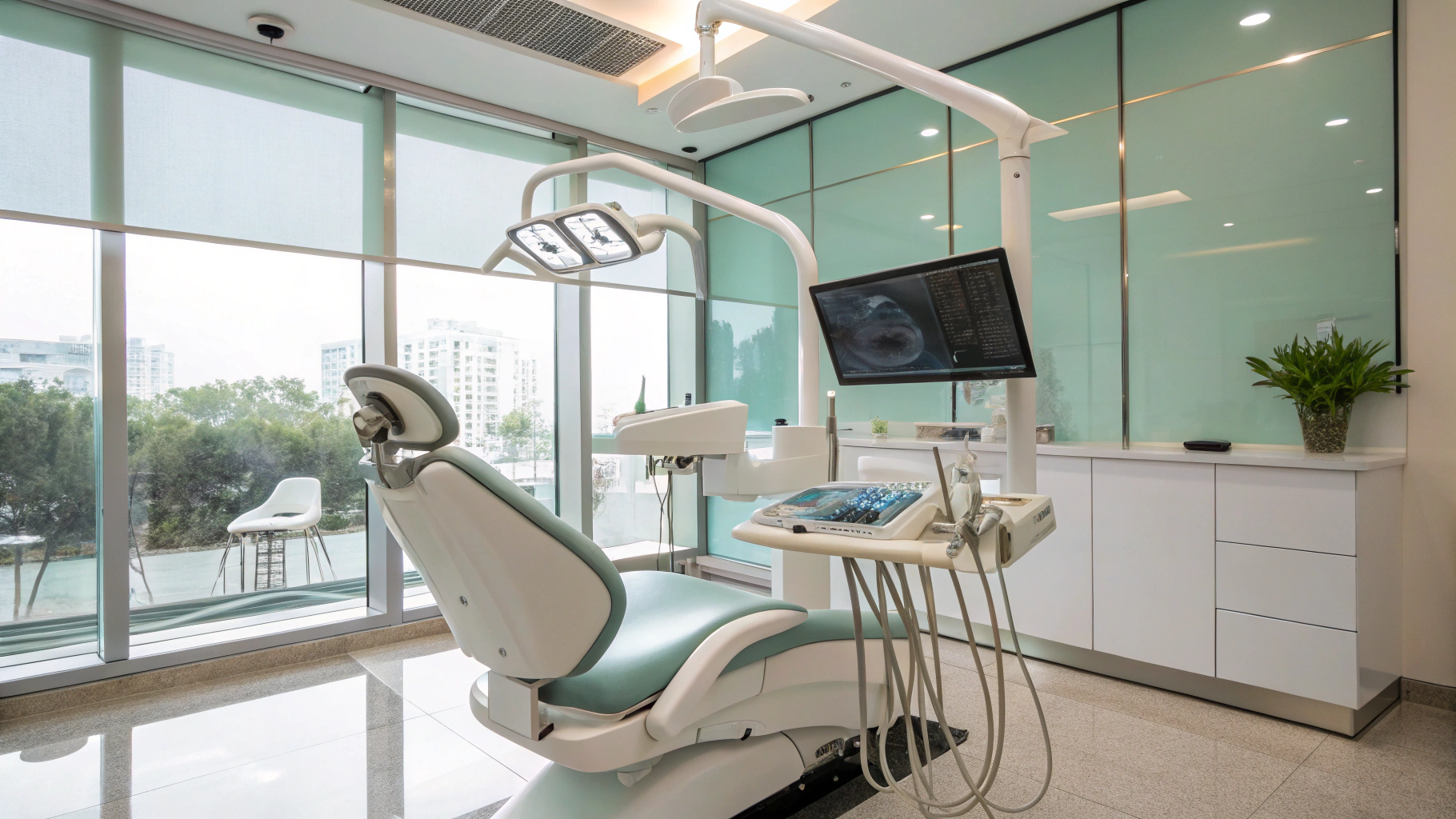 Şeffaf plak tedavisi modern klinik ortamı ve estetik gülüş tasarımı